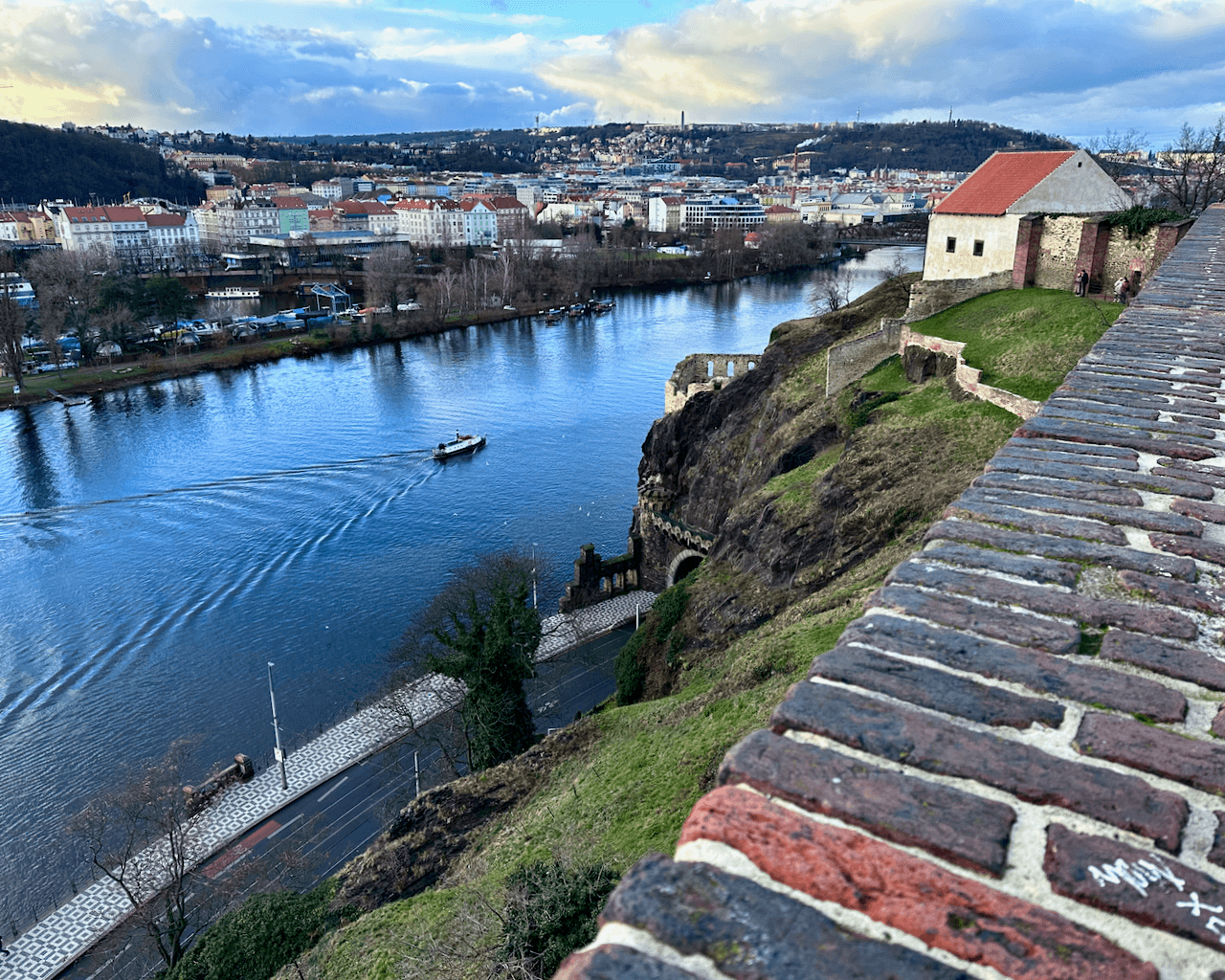 Boat on the river in Prague, Czech Republic