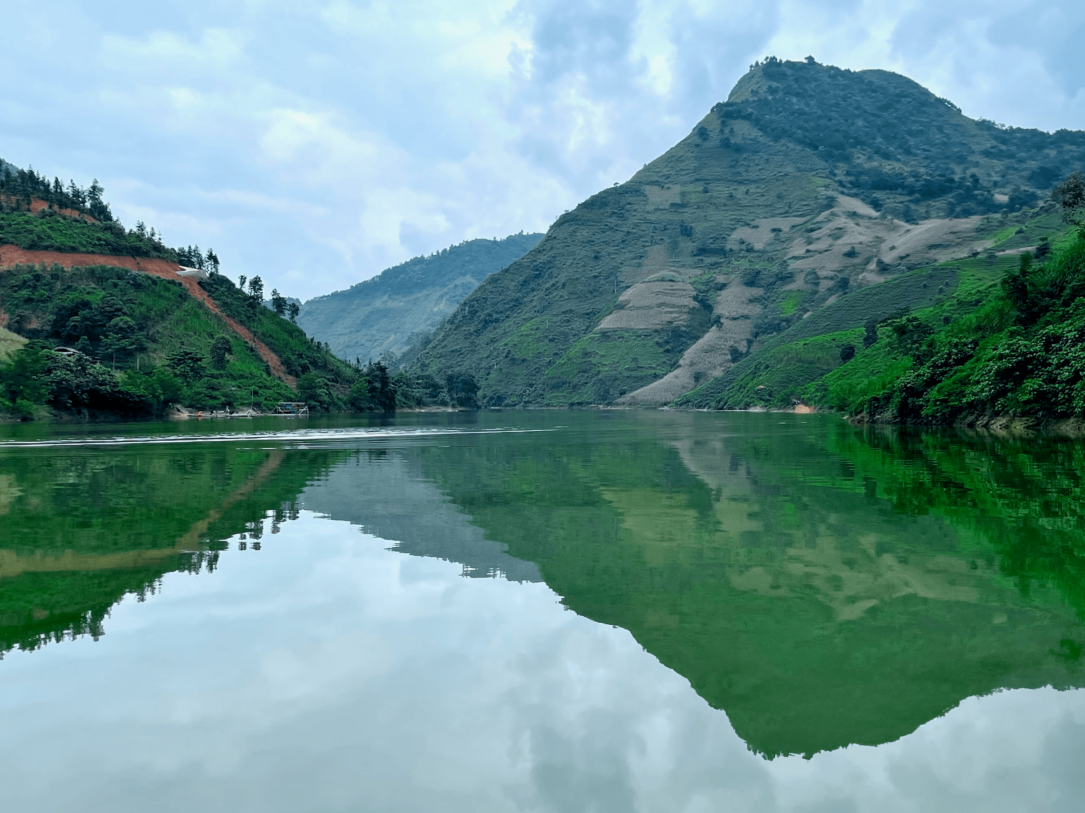 Mountains seen from a river in Ha Giang, Vietnam