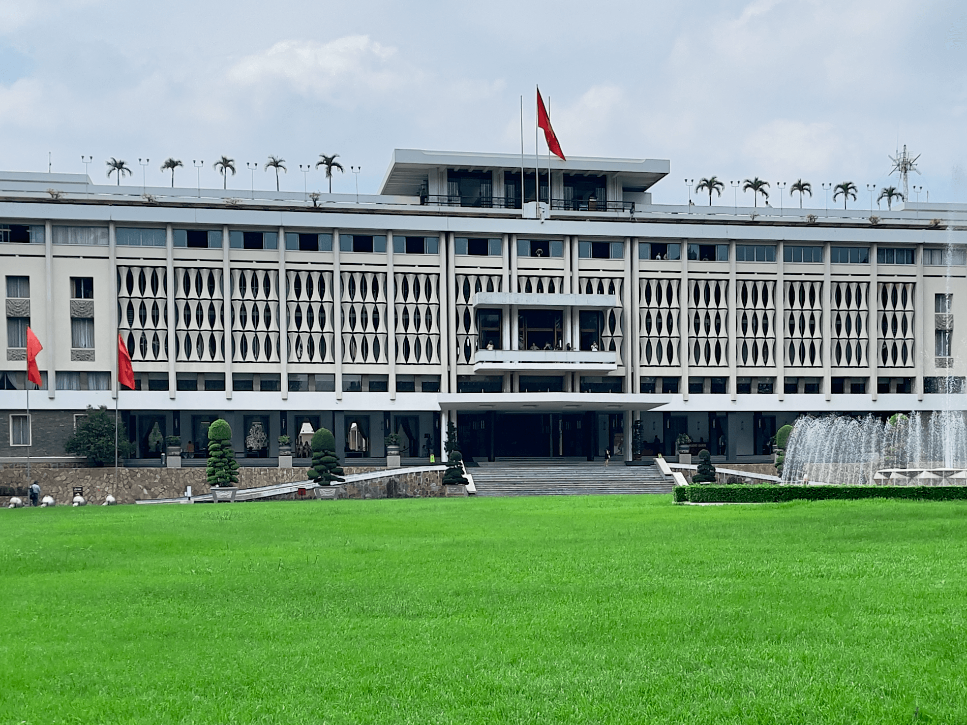 Front lawn and building of the Independence Palace in Ho Chi Minh City, Vietnam