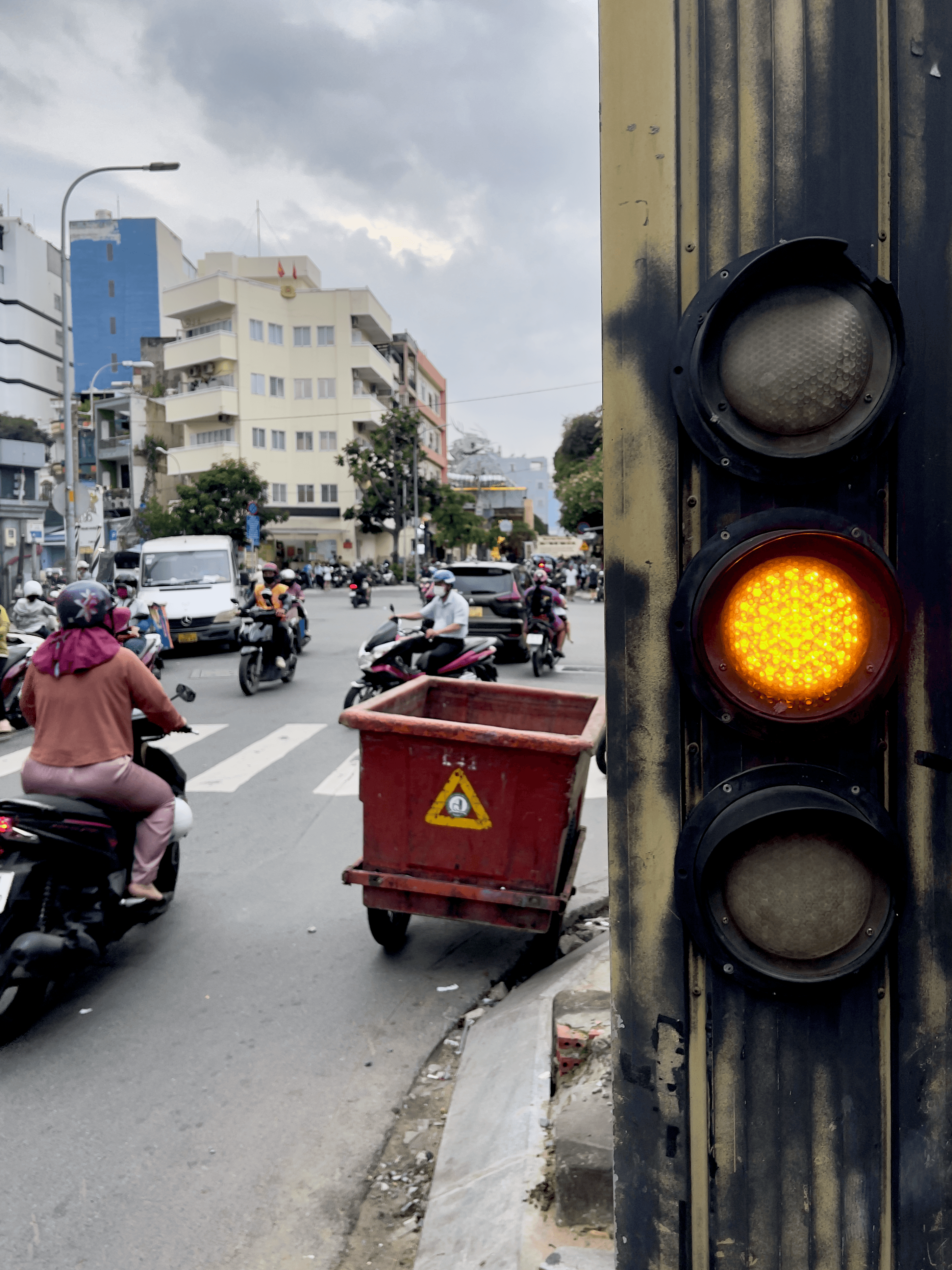 Motorbike strewt light and traffic in Ho Chi Minh City, Vietnam in the day