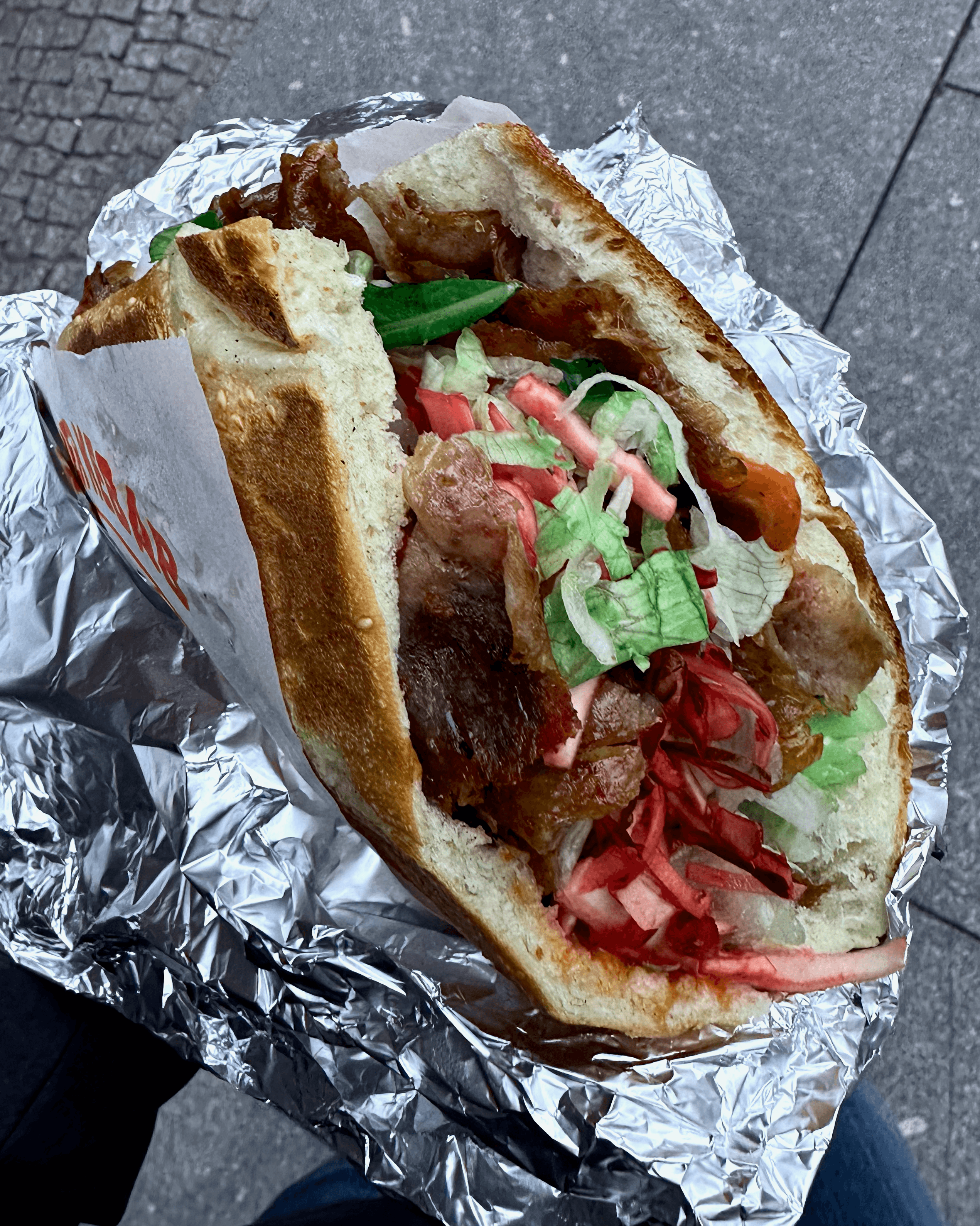 Döner mit allem in aluminum foil